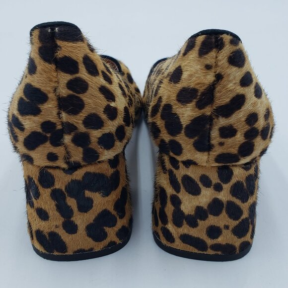 J. Crew Celia Pumps 6 Womens Block Heel Pony Calf Hair Leopard Print Tan - Picture 5 of 10